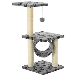 Arbre à chat avec griffoirs,niche pour chat en sisal 65 cm Gris Motif de pattes -MN15892