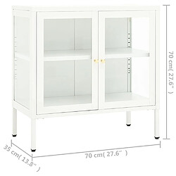 vidaXL Buffet Blanc 70x35x70 cm Acier et verre pas cher