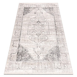 RUGSX Tapis moderne DISTIN 0107B gris gris clair blanc - Ornement, cadre, vintage, franges 80x150 cm