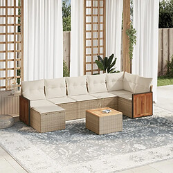 Maison Chic Salon de jardin avec coussins 8 pcs | Ensemble de Table et chaises | Mobilier d'Extérieur beige résine tressée -GKD54519