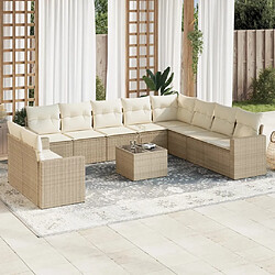 Maison Chic Salon de jardin 11 pcs avec coussins | Ensemble de Table et chaises | Mobilier d'Extérieur beige résine tressée -GKD74114