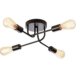 Stoex Plafonnier D'Intérieur Lampe de Plafond Moderne 4 Lumières Plafonnier Rétro Vintage Noir, Pour Chambre Cuisine Couloir Salon E27 