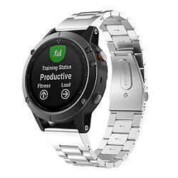 Wewoo Bracelet pour montre connectée Garmin Fenix 5 de en acier inoxydable à trois perles métal ?Argent?Taille 22 MM 