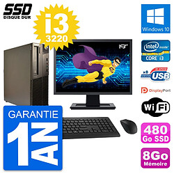 PC Lenovo M82 SFF Ecran 19" Intel Core i3-3220 RAM 8Go SSD 480Go Windows 10 Wifi - Occasion