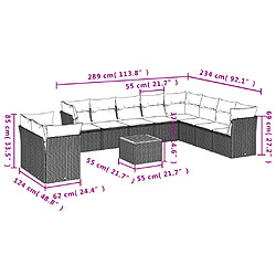 Acheter vidaXL Salon de jardin 11 pcs avec coussins noir résine tressée