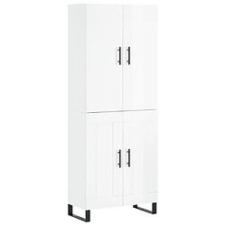 vidaXL Buffet haut Blanc brillant 69,5x34x180 cm Bois d'ingénierie