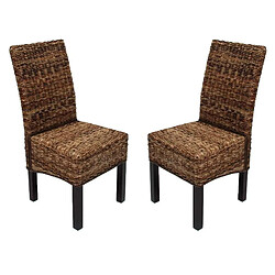 Decoshop26 Lot de 2 chaises en rotin banane tressée pieds foncés CDS04001