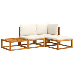 vidaXL Salon de jardin avec coussins 4 pcs bois d'acacia massif