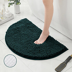 LUUCOZK Tapis de bain antidérapants absorbants à séchage rapide, tapis de décoration de salle de bain, fond TPR vert foncé-Demi-cercle 50X80CM 