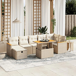 vidaXL Salon de jardin avec coussins 8 pcs beige résine tressée