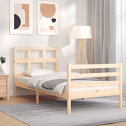 Maison Chic Cadre/structure de lit avec tête de lit pour adulte - Lit Moderne Chambre simple bois massif -MN99696