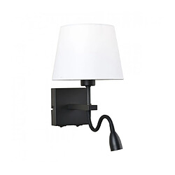 Luminaire Center Applique de chevet moderne Norte Noir mat abat jour blanc Coloris : Noir mat Coloris de l'abat jour : Blanc, rond Matèriau : Acier, tissu Hauteur en Cm : 29 Largeur en Cm : 23 IP : 20 Nombre d'ampoules : 2 Typ