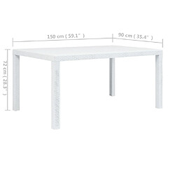 Acheter vidaXL Table de jardin Blanc 150x90x72 cm Plastique Aspect de rotin