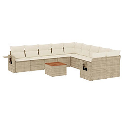 Maison Chic Salon de jardin 11 pcs avec coussins, Ensemble Tables et chaises d'extérieur beige résine tressée -GKD210605