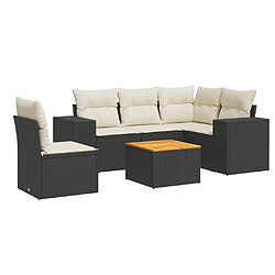 vidaXL Salon de jardin 6 pcs avec coussins noir résine tressée