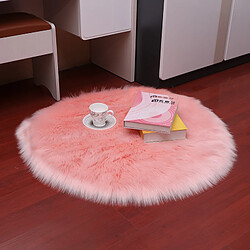 LUUCOZK Tapis Moelleux en Fausse Fourrure Tapis Shaggy pour Chambre à Coucher Salon-Rose Clair-100 cm de diamètre (rond)