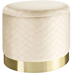 Helloshop26 Pouf tabouret siège coffre de rangement aspect velours matelassé beige 08_0000576