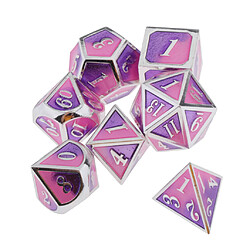 Jeu de 7 dés en métal polyédrique pour D u0026 D Pathfinder RPG Jeu Rose Pourpre pas cher