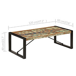 vidaXL Table basse 120x60x40 cm Bois de récupération solide pas cher