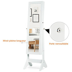 Helloshop26 Armoire à bijoux sur pied avec led serrure verrouillable rangement cosmétique angles réglables 153 cm blanc 20_0000137 pas cher