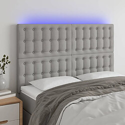 Maison Chic Tête de lit scandinave à LED,meuble de chambre Gris clair 144x5x118/128 cm Tissu -MN82090