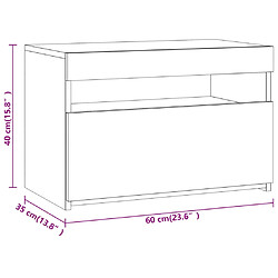 vidaXL Tables de chevet 2 pcs et lumières LED Sonoma gris 60x35x40 cm pas cher