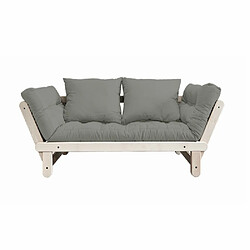 Inside 75 Banquette méridienne futon BEAT pin naturel tissu gray couchage 75*200 cm. 