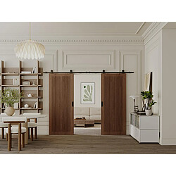 Acheter Vente-Unique Porte coulissante double avec système en applique en MDF et bois naturel foncé - 2 x H205 x L93 cm - SANDORA