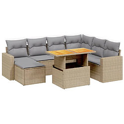 vidaXL Salon de jardin avec coussins 8 pcs beige résine tressée