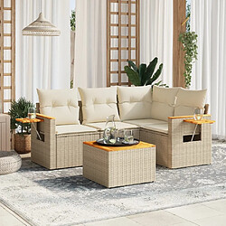 Maison Chic Salon de jardin avec coussins 5 pcs, Ensemble Tables et chaises de jardin,, Ensemble Tables et chaises de jardin, beige résine tressée -GKD312971