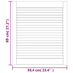 vidaXL Porte d'armoire à persiennes blanc 69x59,4cm bois de pin massif pas cher