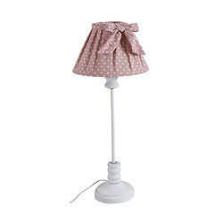 Aubry Gaspard Lampe en bois et coton à pois rose.