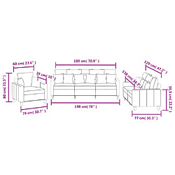 vidaXL Ensemble de canapés 3 pcs avec coussins noir tissu pas cher