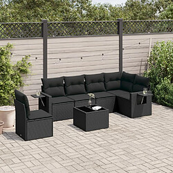 Maison Chic Ensemble Tables et chaises d'extérieur 7pcs avec coussins,Salon de jardin noir résine tressée -GKD435779