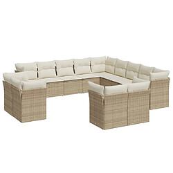 vidaXL Salon de jardin avec coussins 13 pcs beige résine tressée