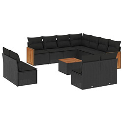 Maison Chic Salon de jardin 12 pcs avec coussins, Ensemble Tables et chaises d'extérieur noir résine tressée -GKD207719