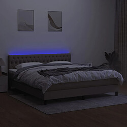 Acheter Maison Chic Lit adulte- Lit + matelas,Sommier à lattes de lit avec matelas LED Taupe 160x200 cm Tissu -GKD86049