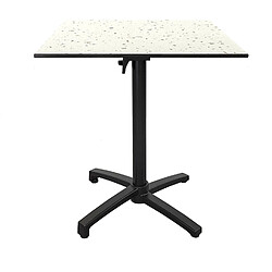 Restootab Table h90cm, pliable pour terrasse en Compact HPL décor terrazzo 70x70