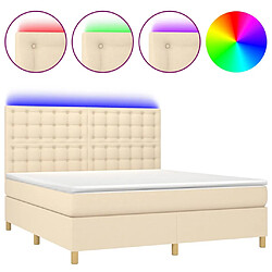 vidaXL Sommier à lattes de lit et matelas et LED Crème 180x200cm Tissu