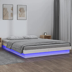 vidaXL Cadre de lit à LED sans matelas blanc 200x200 cm bois massif 