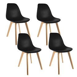 Toilinux 4 Chaises design scandinave à coque Holga - Noir