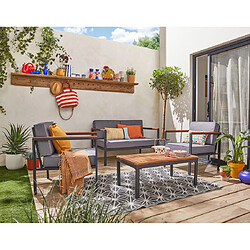 Bestmobilier Bamaga - salon bas de jardin 4 places - bois, métal et coussins gris Bamaga - salon bas de jardin 4 places - bois, métal et coussins gris - Noir / Bois / Gris