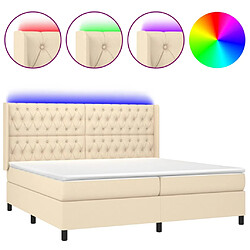 vidaXL Sommier à lattes de lit matelas et LED Crème 200x200 cm Tissu