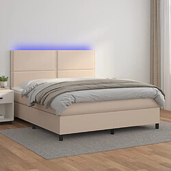 vidaXL Sommier à lattes de lit avec matelas LED Cappuccino 160x200 cm