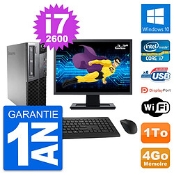 PC Lenovo M81 SFF Ecran 22" Intel i7-2600 RAM 4Go Disque Dur 1To Windows 10 Wifi - Occasion