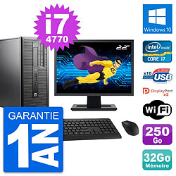 PC Tour HP 600 G1 Ecran 22" Intel i7-4770 RAM 32Go Disque 250Go Windows 10 Wifi - Occasion