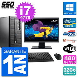 PC Tour HP ProDesk 600 G1 Ecran 22" i7-4770 RAM 32Go SSD 480Go Windows 10 Wifi - Occasion