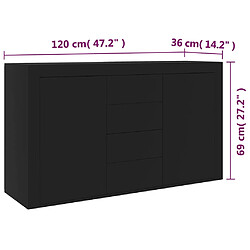 vidaXL Buffet Noir 120x36x69 cm Bois d’ingénierie pas cher