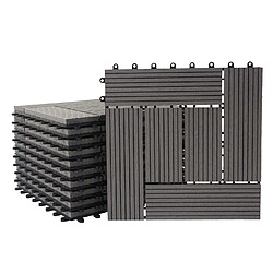 Decoshop26 Carrelage de sol WPC balcon terrasse aspect bois 11 pièces 30x30cm 1m² décalage en teck gris 04_0005439