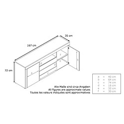 Acheter Mpc Buffet Laqué Blanc Et Bordeaux Avec Éclairage LED 167 X 72 X 35 Cm